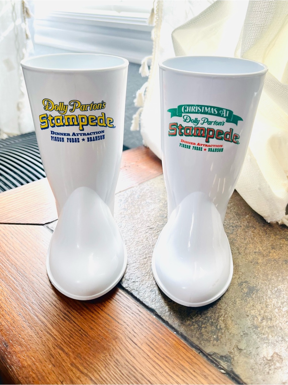 Dolly Parton’s Stampede White Boot Tumblers 2020 & 2022- Set of 2